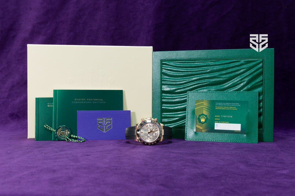 Rolex Daytona Oysterflex Everose Gold Sundust Baguette Diamond Dial Ref: 116515LN 2023