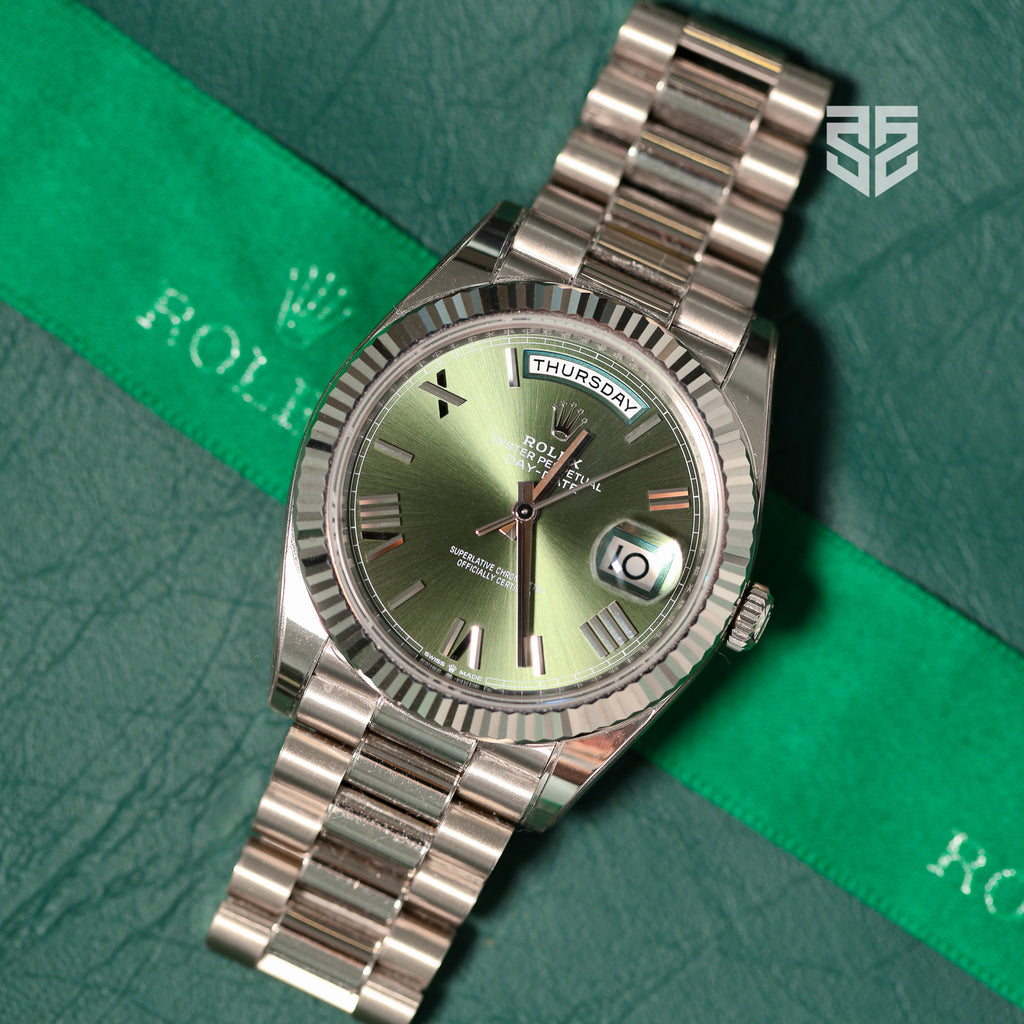 Rolex DayDate 40 White Gold Olive Dial Ref: 228239 2023