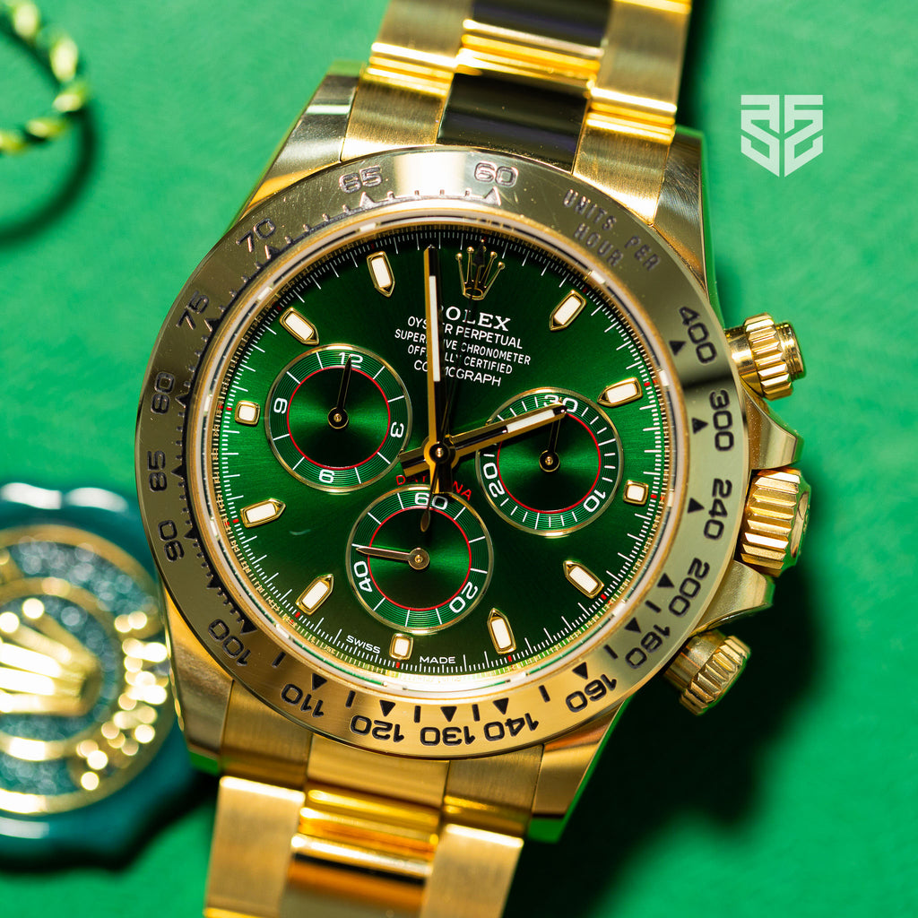 Rolex 'John Mayer' Daytona Yellow Gold Green Dial Ref: 116508 2020