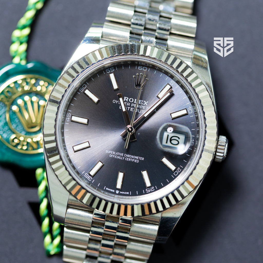 Rolex DateJust 41mm Fluted Bezel Jubilee Bracelet Rhodium Dial Ref: 126334 2019