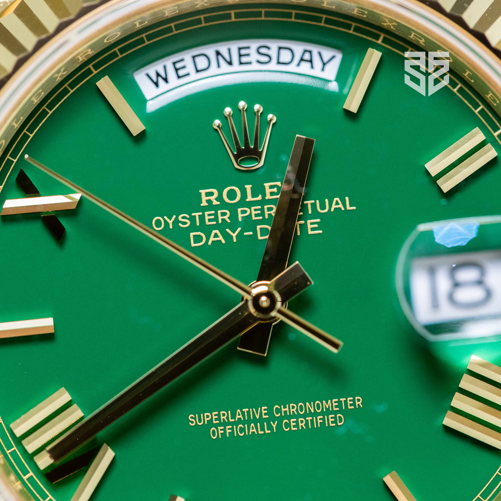 Rolex DayDate Yellow Gold Green Dial Ref: 228238 Brand New