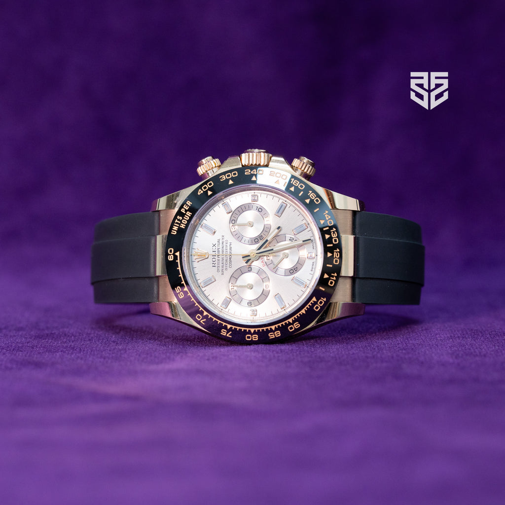 Rolex Daytona Oysterflex Everose Gold Sundust Baguette Diamond Dial Ref: 116515LN 2023