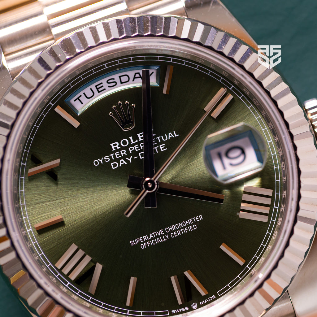 Rolex DayDate 40 White Gold Olive Dial Ref: 228239 2023
