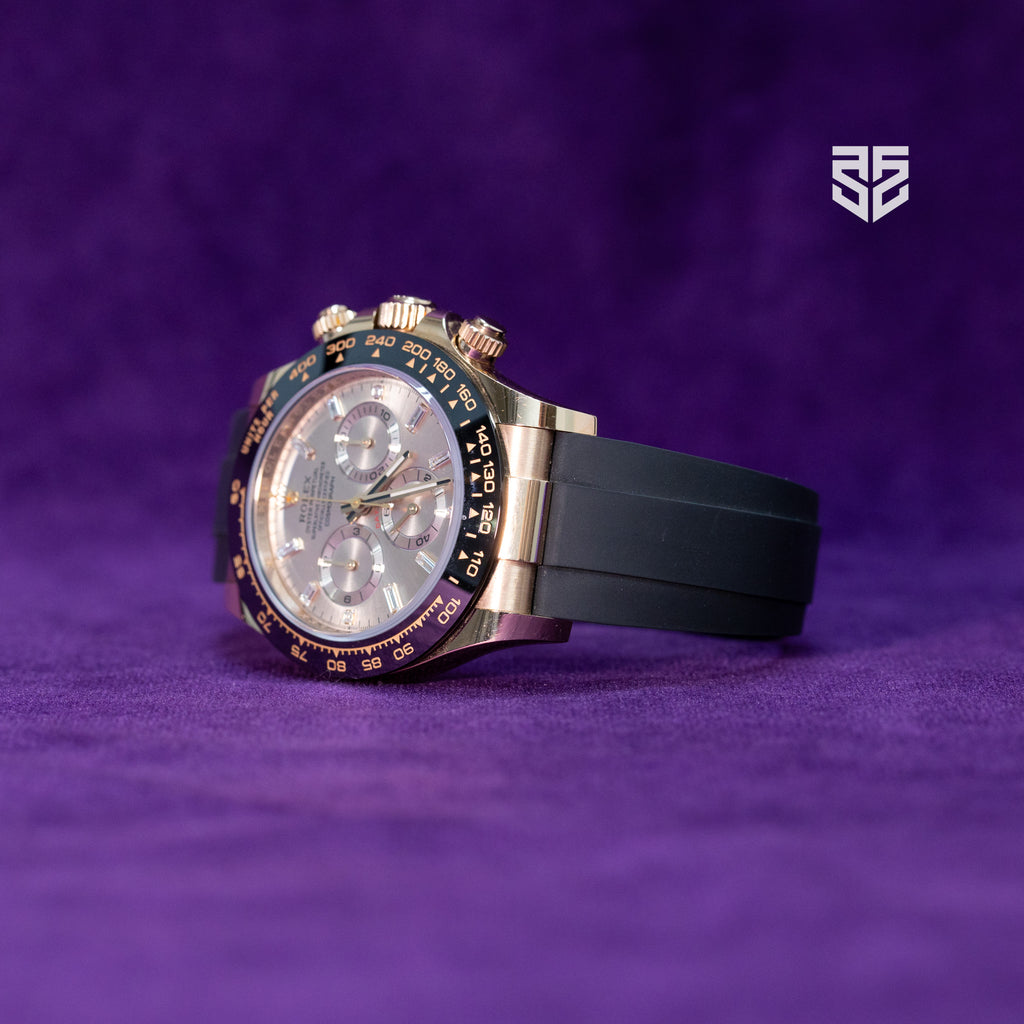 Rolex Daytona Oysterflex Everose Gold Sundust Baguette Diamond Dial Ref: 116515LN 2023