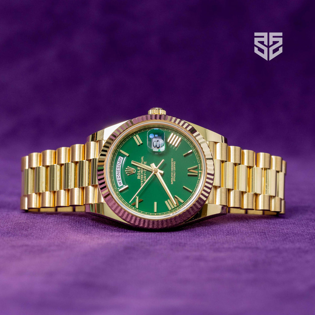 Rolex DayDate Yellow Gold Green Dial Ref: 228238 Brand New