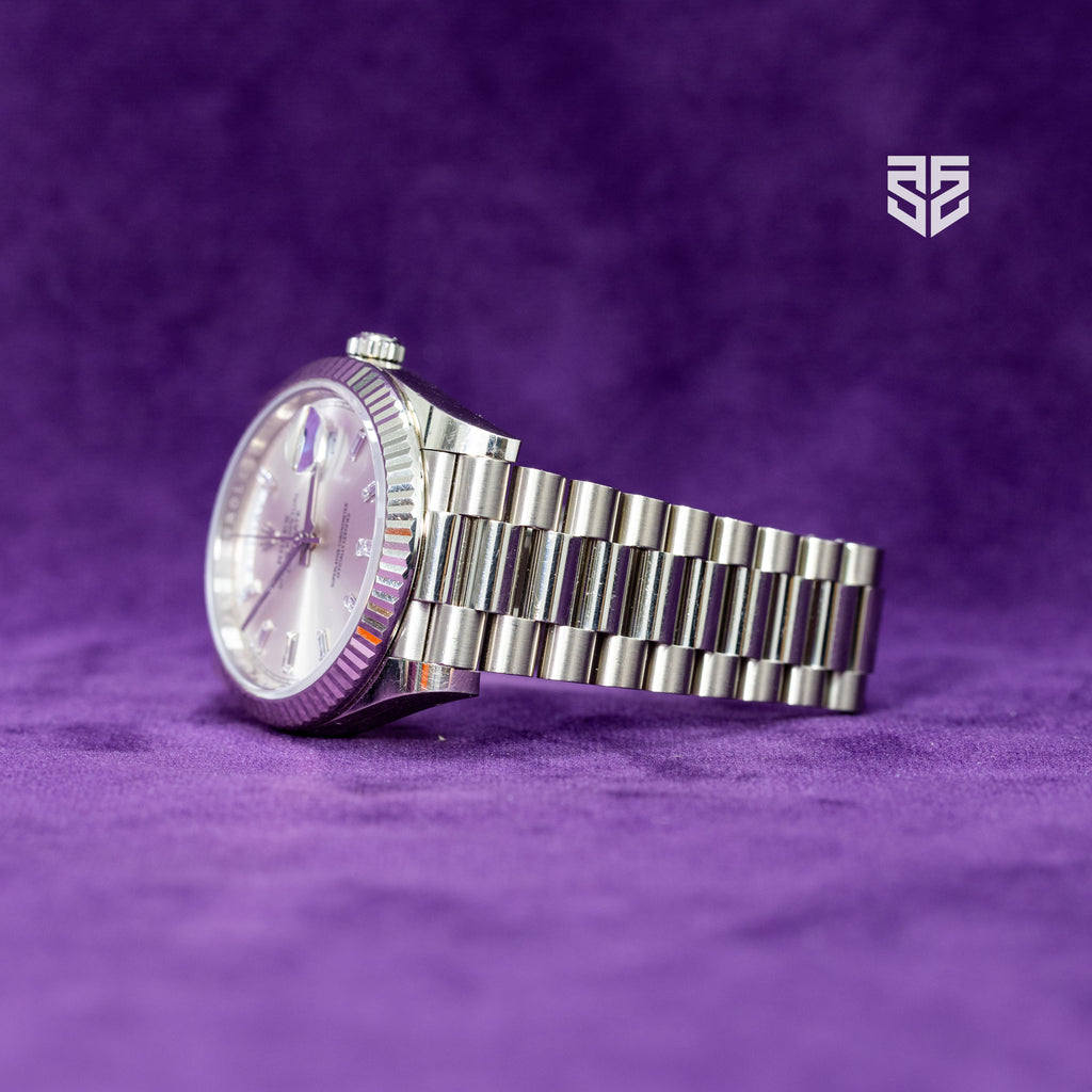 Rolex DayDate 40 White Gold Silver Baguette Diamond Dial Ref: 228239 2020