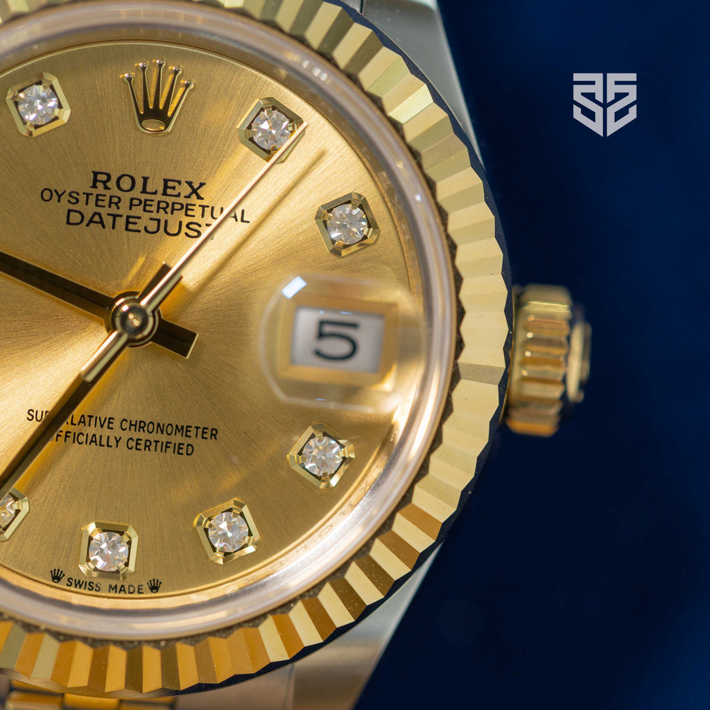 Rolex Lady DateJust 28mm Champagne Diamond Dial Ref: 279173 2025
