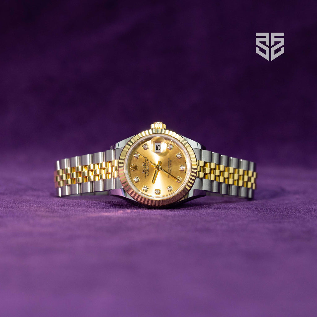 Rolex Lady DateJust 28mm Champagne Diamond Dial Ref: 279173 2025