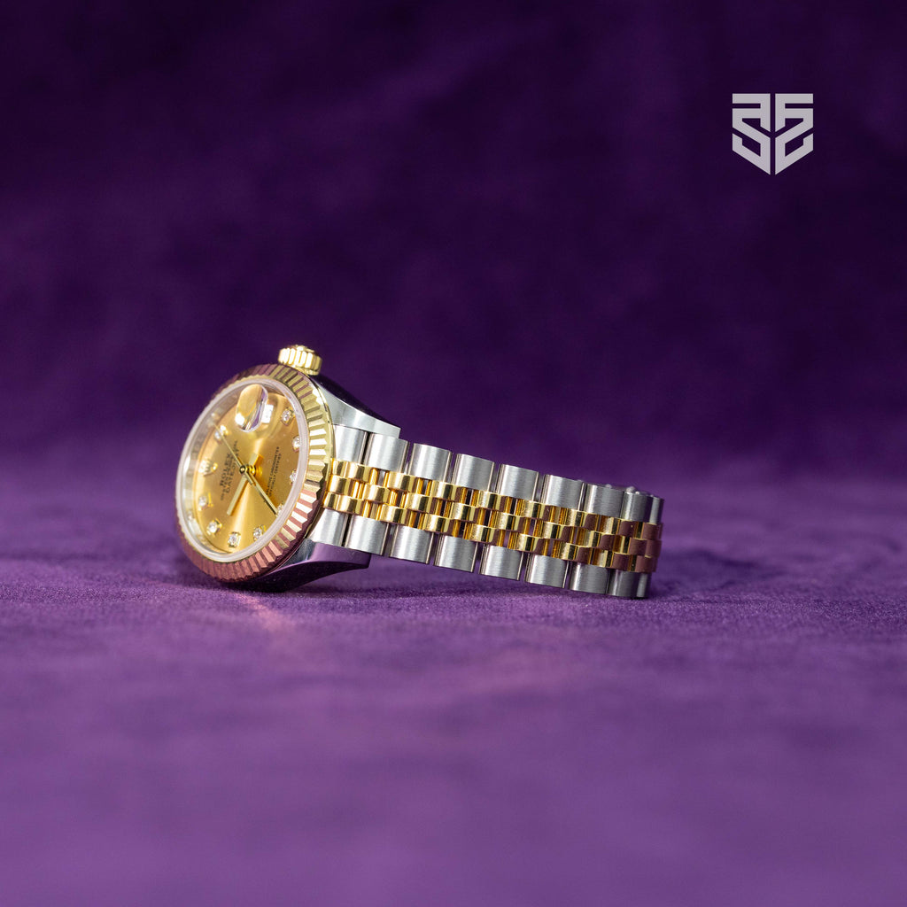 Rolex Lady DateJust 28mm Champagne Diamond Dial Ref: 279173 2025