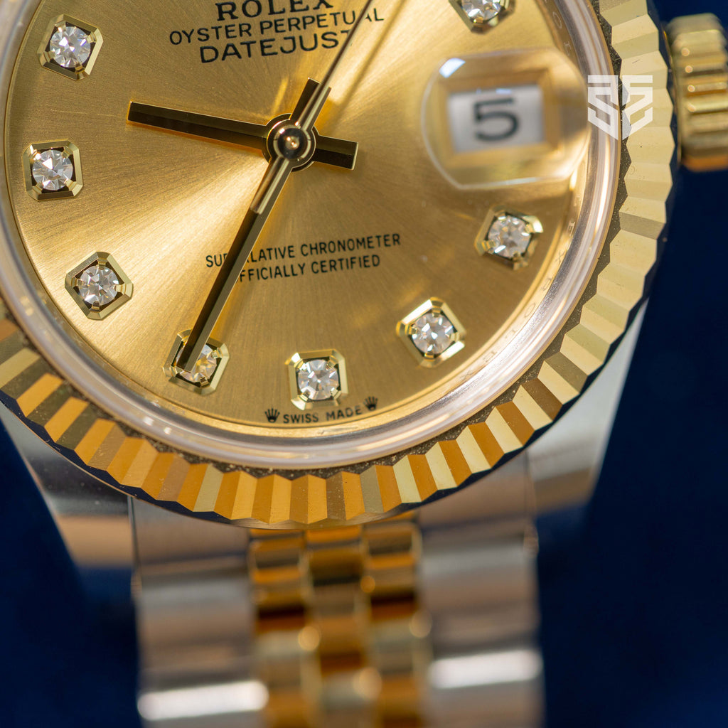 Rolex Lady DateJust 28mm Champagne Diamond Dial Ref: 279173 2025
