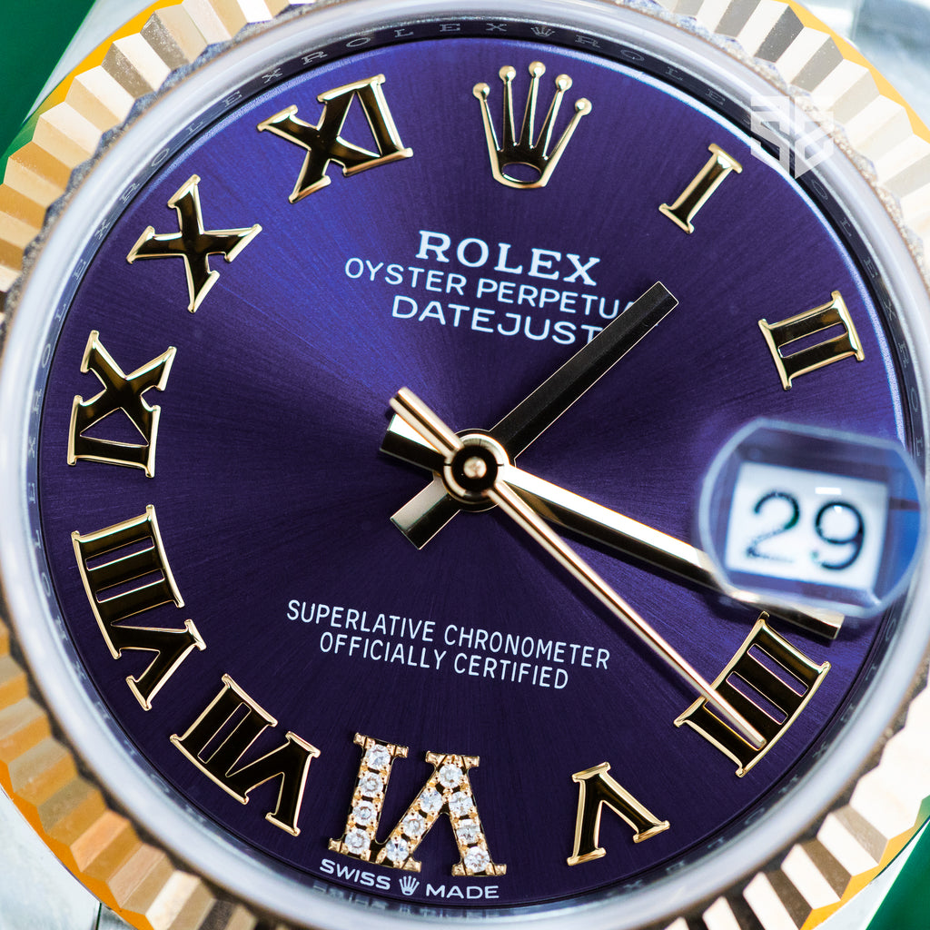Rolex DateJust 31mm Rose Gold Two Tone Purple Diamond Dial Ref: 278271