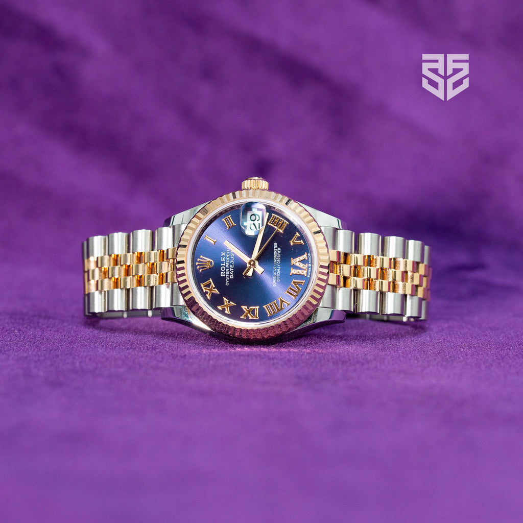Rolex DateJust 31mm Rose Gold Two Tone Purple Diamond Dial Ref: 278271