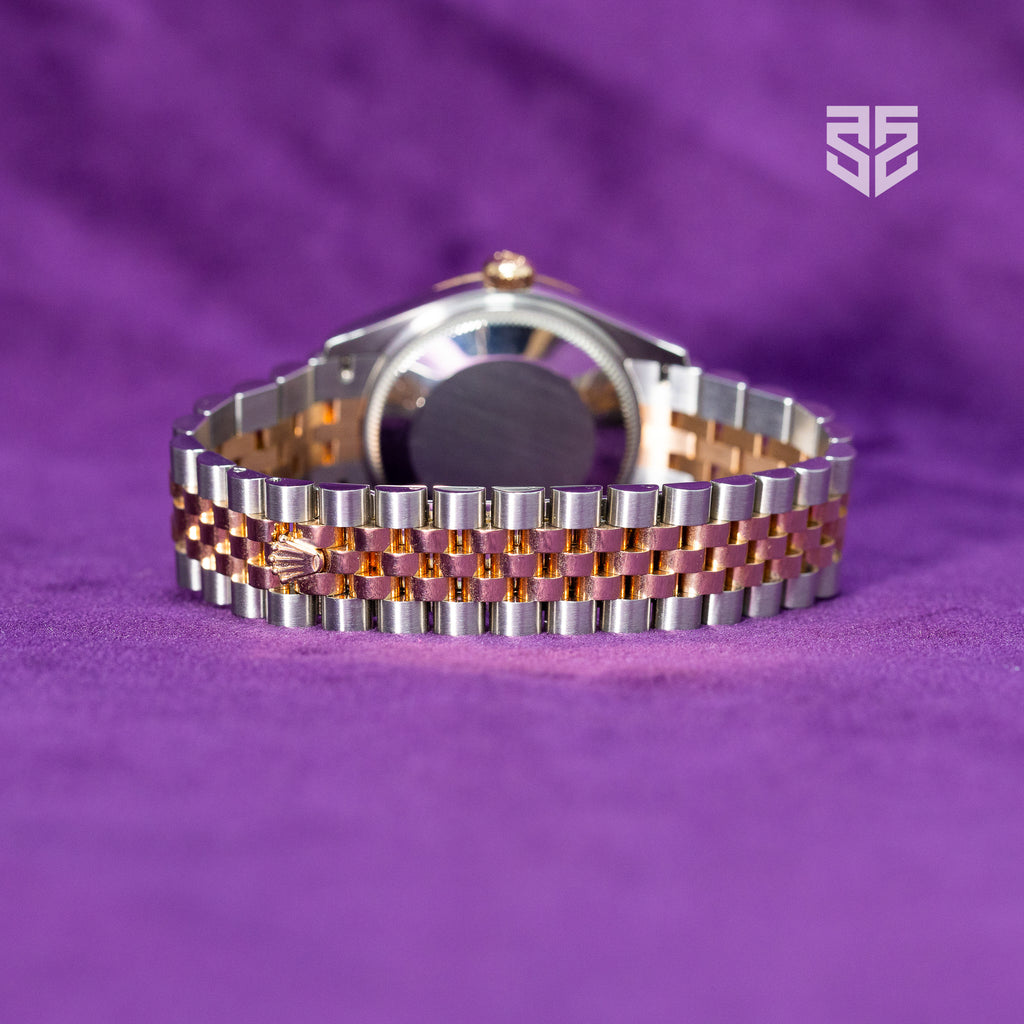Rolex DateJust 31mm Rose Gold Two Tone Purple Diamond Dial Ref: 278271