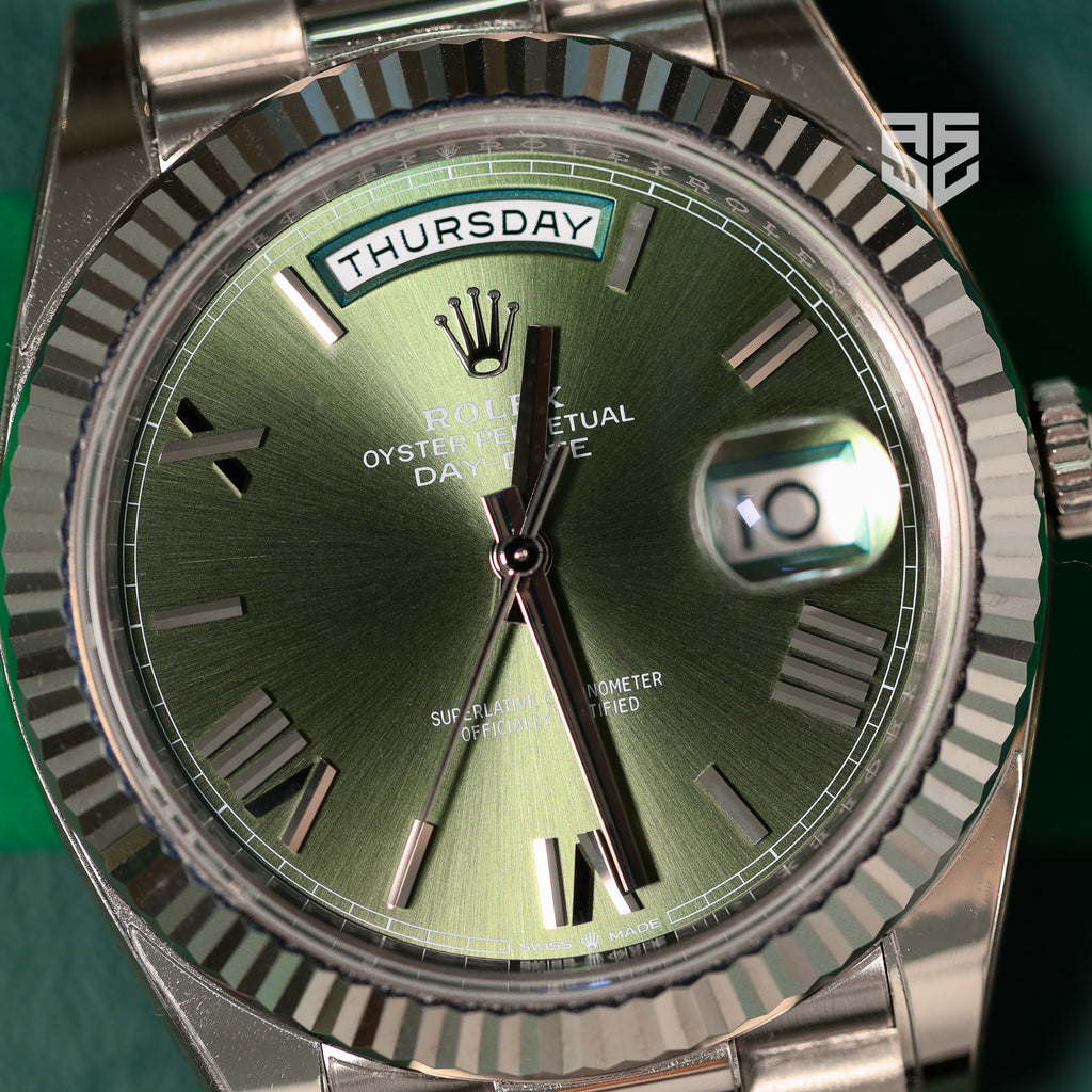 Rolex DayDate 40 White Gold Olive Dial Ref: 228239 2023