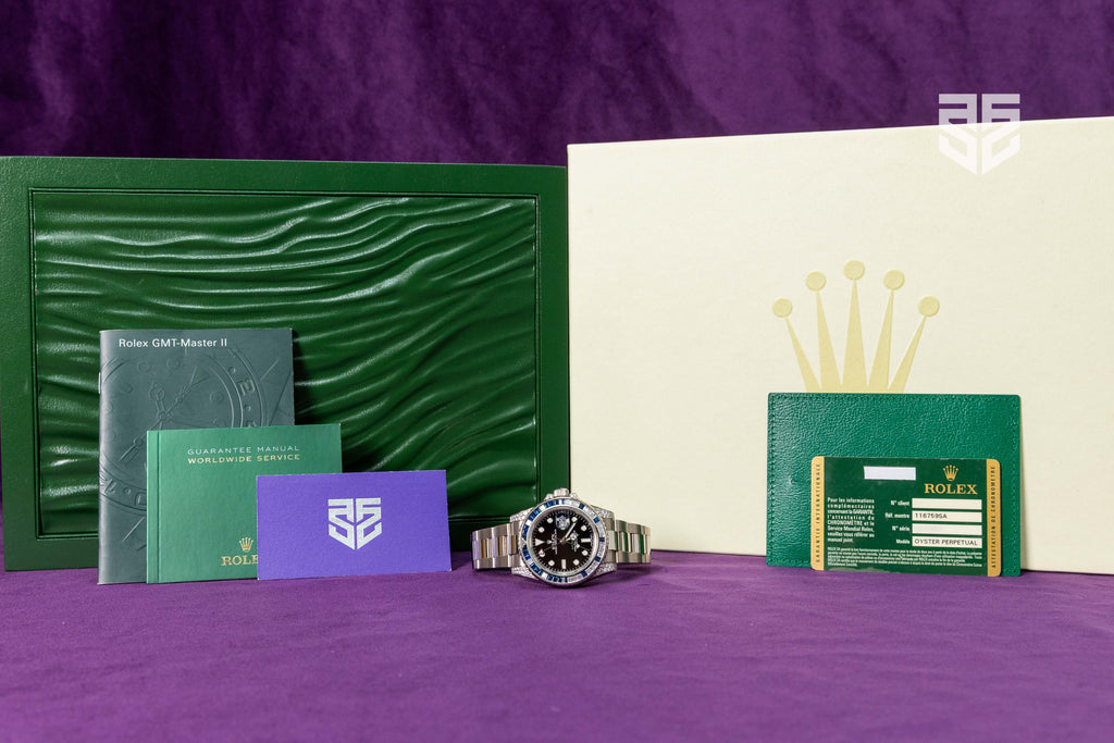 Rolex GMT Master 2 White Gold Factory Diamond and Sapphire Bezel Ref: 116759SA 2012