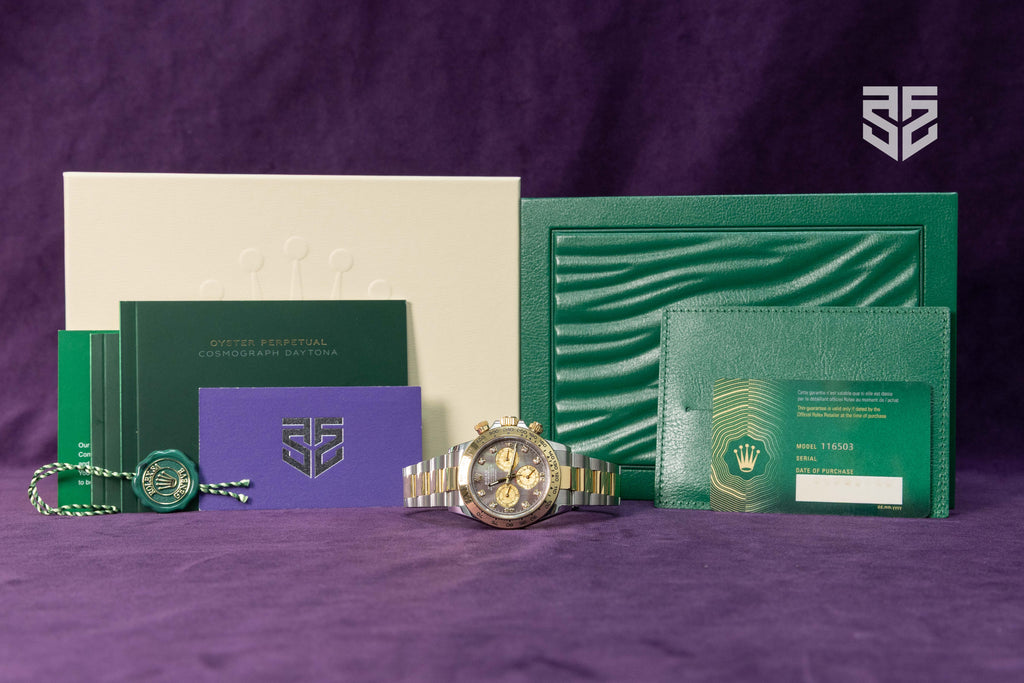 Rolex Daytona Yellow Gold Two Tone RARE Tahetian MOP Diamond Dial Ref: 116503 2020