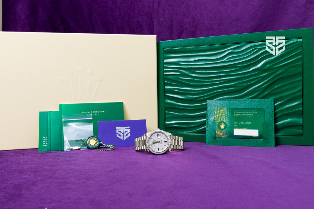 Rolex DayDate 40 White Gold Factory Diamond Dial and Bezel Ref: 228349RBR 2024