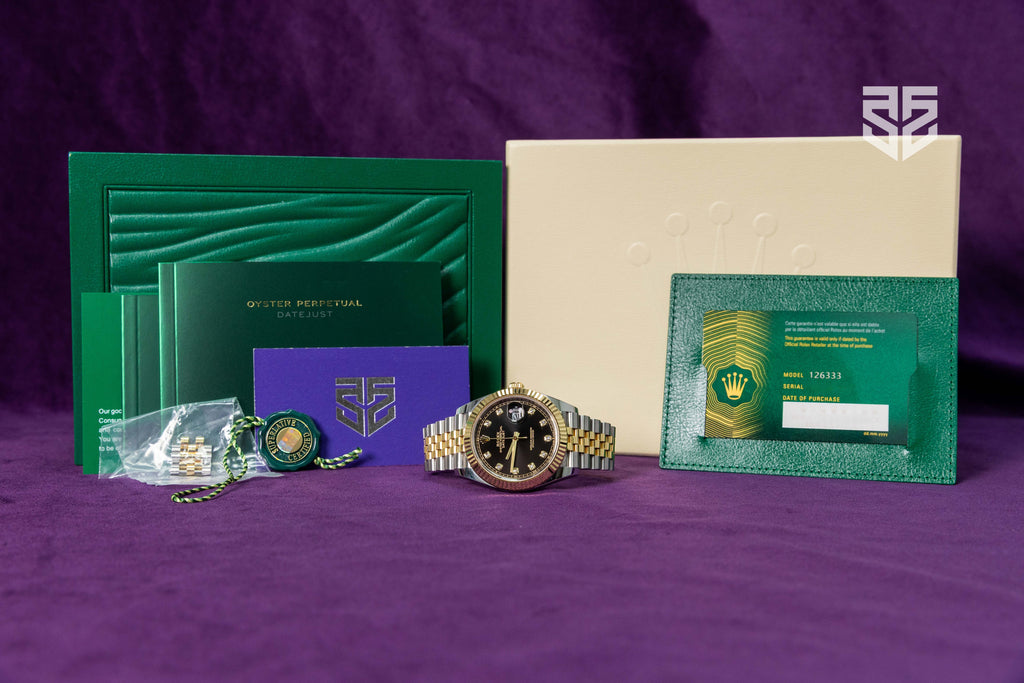 Rolex DateJust 41mm Yellow Gold Two Tone Black Diamond Dial Ref: 126333 2023