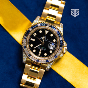 Rolex GMT Master 2 Yellow Gold Factory Diamond and Sapphire Bezel Ref: 116758SA 2008