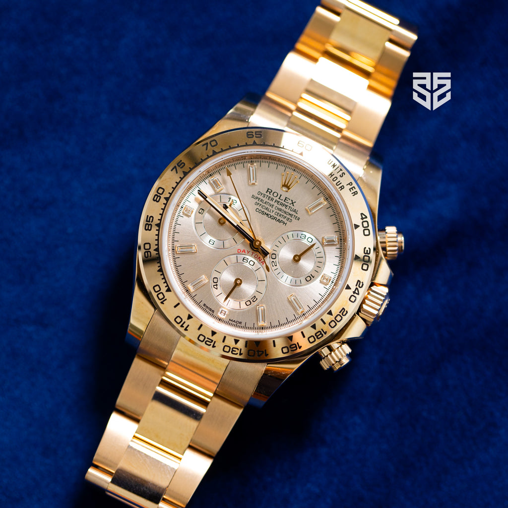 Rolex Daytona Rose Gold Sundust Baguette Diamond Dial Ref: 116505 2022