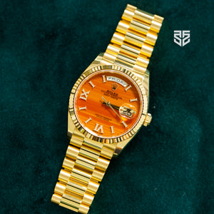 Yellow Rolex DayDate 36 Gold Carnelian Dial Ref: 128238 2025