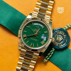 Rolex DayDate Yellow Gold Green Dial Ref: 228238 Brand New