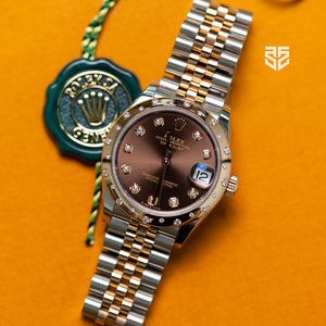 Rolex DateJust 31 Everose Gold TT Chocolate Diamond Dial and Diamond Bezel Ref:278341RBR 2022