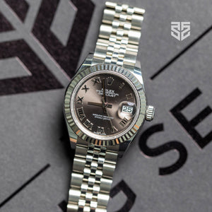 Rolex Lady DateJust 28mm Steel with Rhodium Roman Dial Ref: 279174