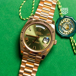 Rolex DayDate 40 Rose Gold Olive Dial Ref: 228235 2022