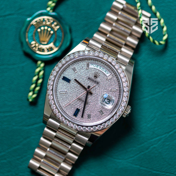 Rolex DayDate 40 White Gold Factory Diamond Dial and Bezel Ref: 228349RBR 2023