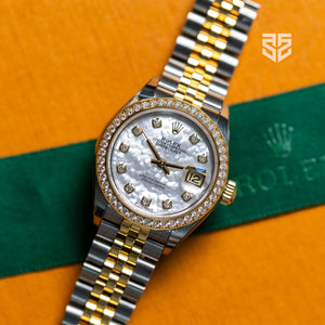 Rolex Lady DateJust 28mm Yellow Gold TT with factory MOP Diamond Dial and Bezel 2023