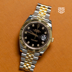 Rolex DateJust 41mm Yellow Gold Two Tone Black Diamond Dial Ref: 126333 2023