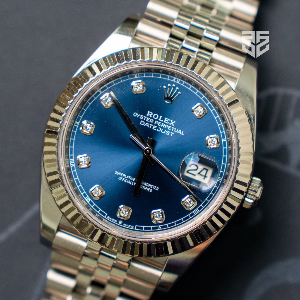 Rolex DateJust 41mm Fluted Bezel Jubilee Bracelet Blue Diamond Dial Ref: 126334 2022