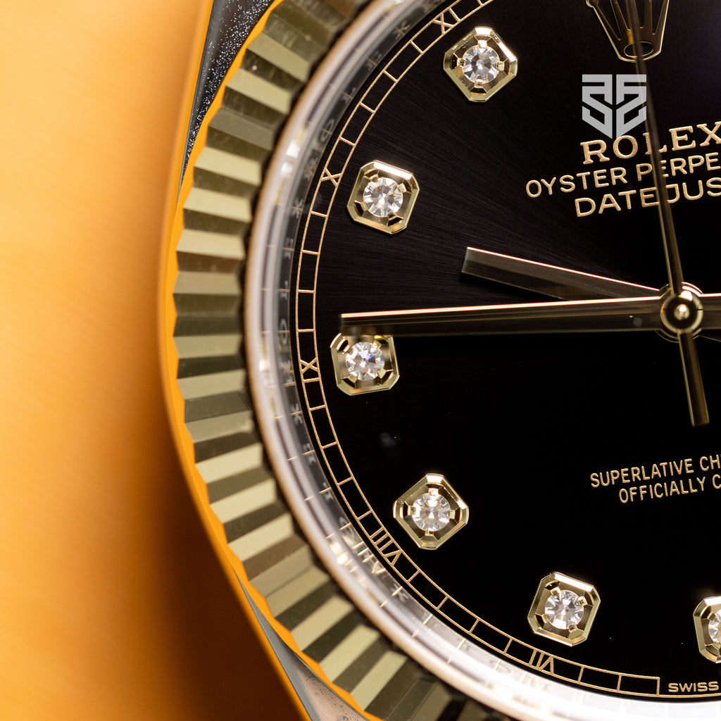 Rolex DateJust 41mm Yellow Gold Two Tone Black Diamond Dial Ref: 126333 2023