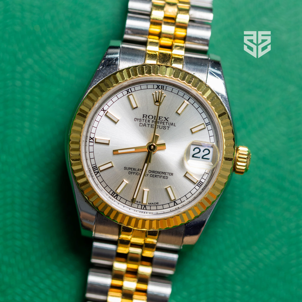 Rolex DateJust 31mm Yellow Gold Two Tone Silver Dial Ref: 178273