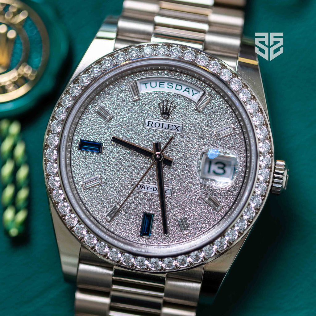 Rolex DayDate 40 White Gold Factory Diamond Dial and Bezel Ref: 228349RBR 2024