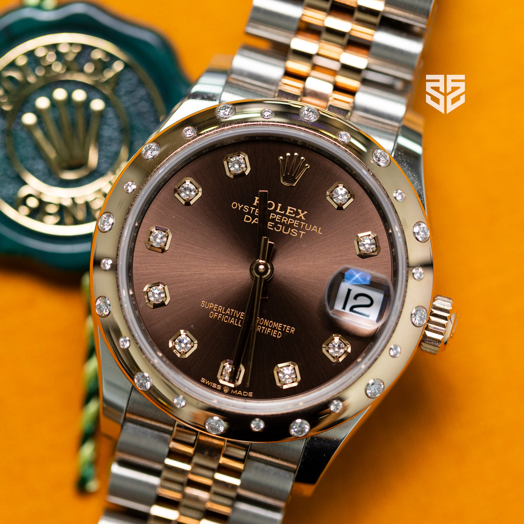 Rolex DateJust 31 Everose Gold TT Chocolate Diamond Dial and Diamond Bezel Ref:278341RBR 2022