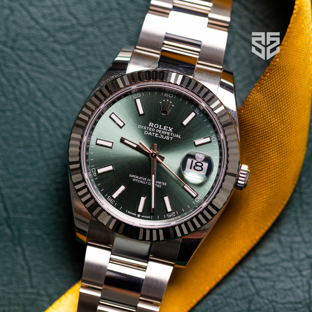 Rolex DateJust 41 Green Dial Oyster Bracelet Fluted Bezel Ref:126334 2025