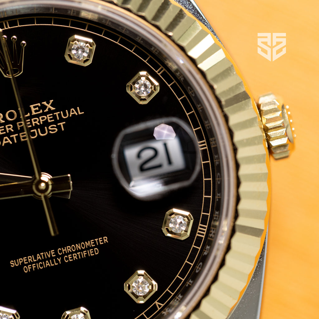 Rolex DateJust 41mm Yellow Gold Two Tone Black Diamond Dial Ref: 126333 2023