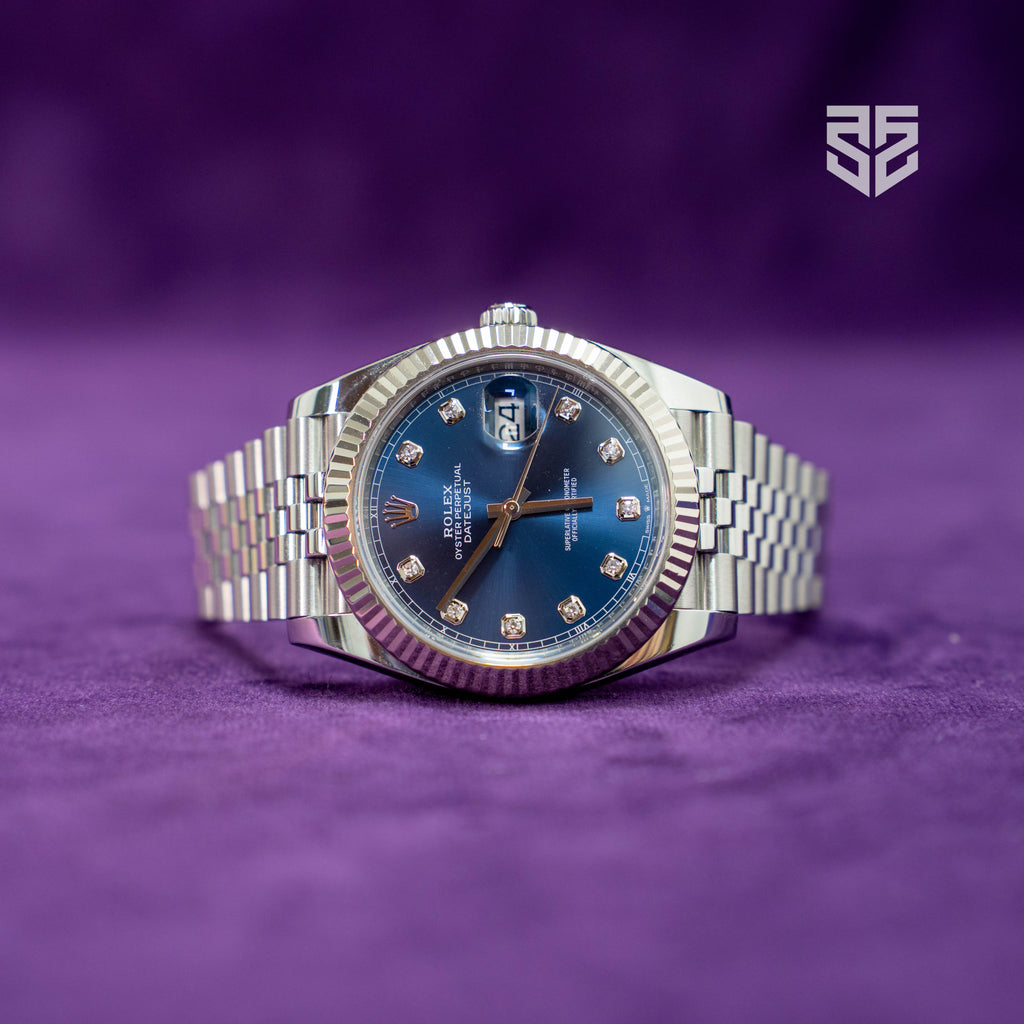 Rolex DateJust 41mm Fluted Bezel Jubilee Bracelet Blue Diamond Dial Ref: 126334 2022