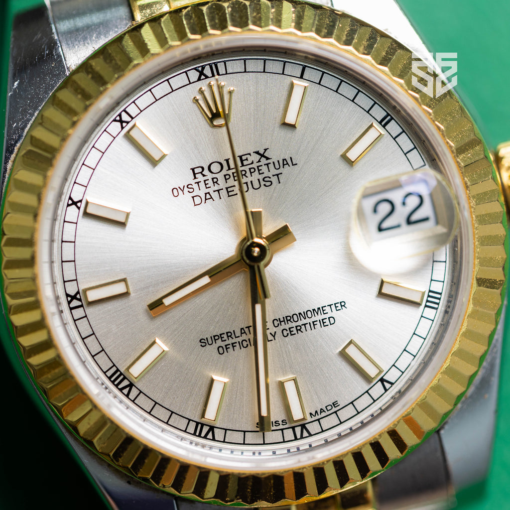 Rolex DateJust 31mm Yellow Gold Two Tone Silver Dial Ref: 178273