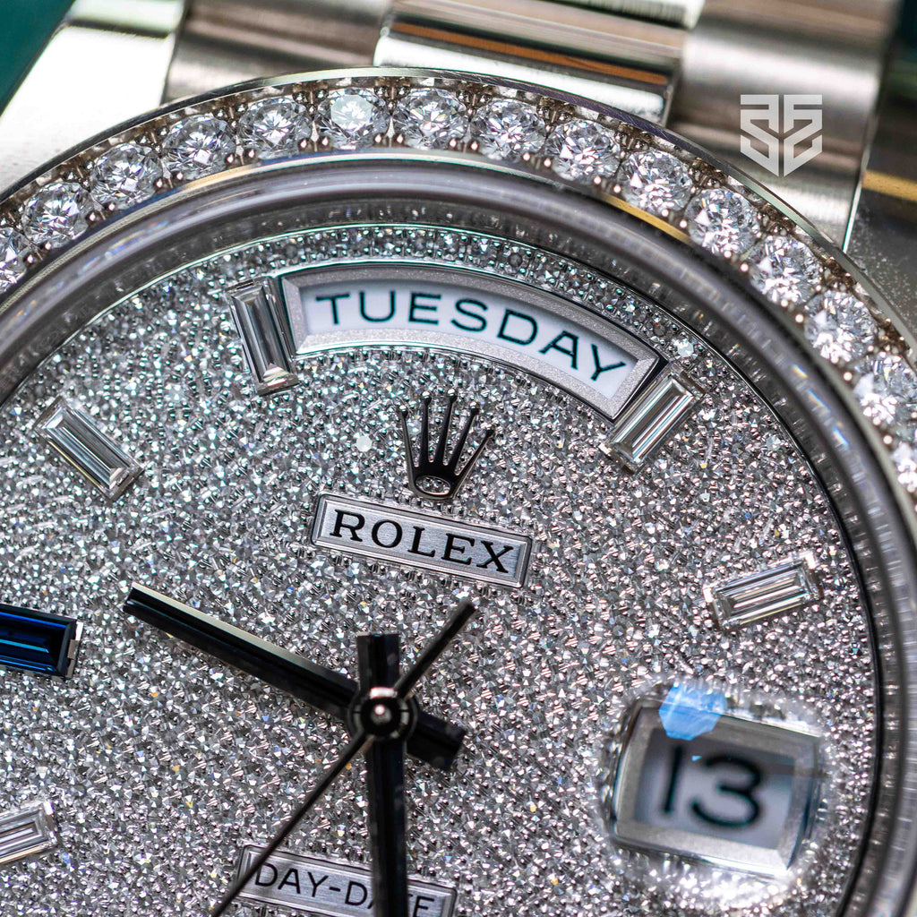 Rolex DayDate 40 White Gold Factory Diamond Dial and Bezel Ref: 228349RBR 2024
