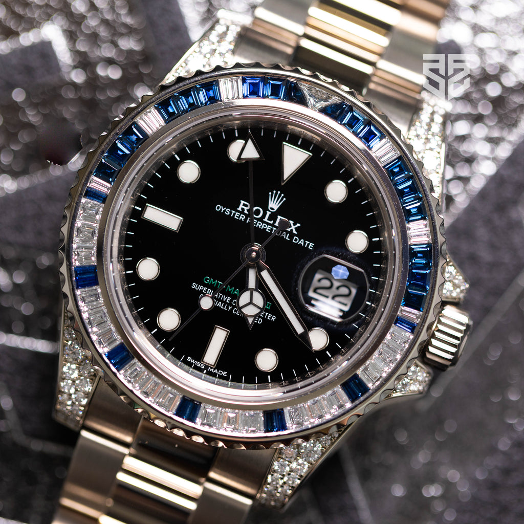 Rolex GMT Master 2 White Gold Factory Diamond and Sapphire Bezel Ref: 116759SA 2012