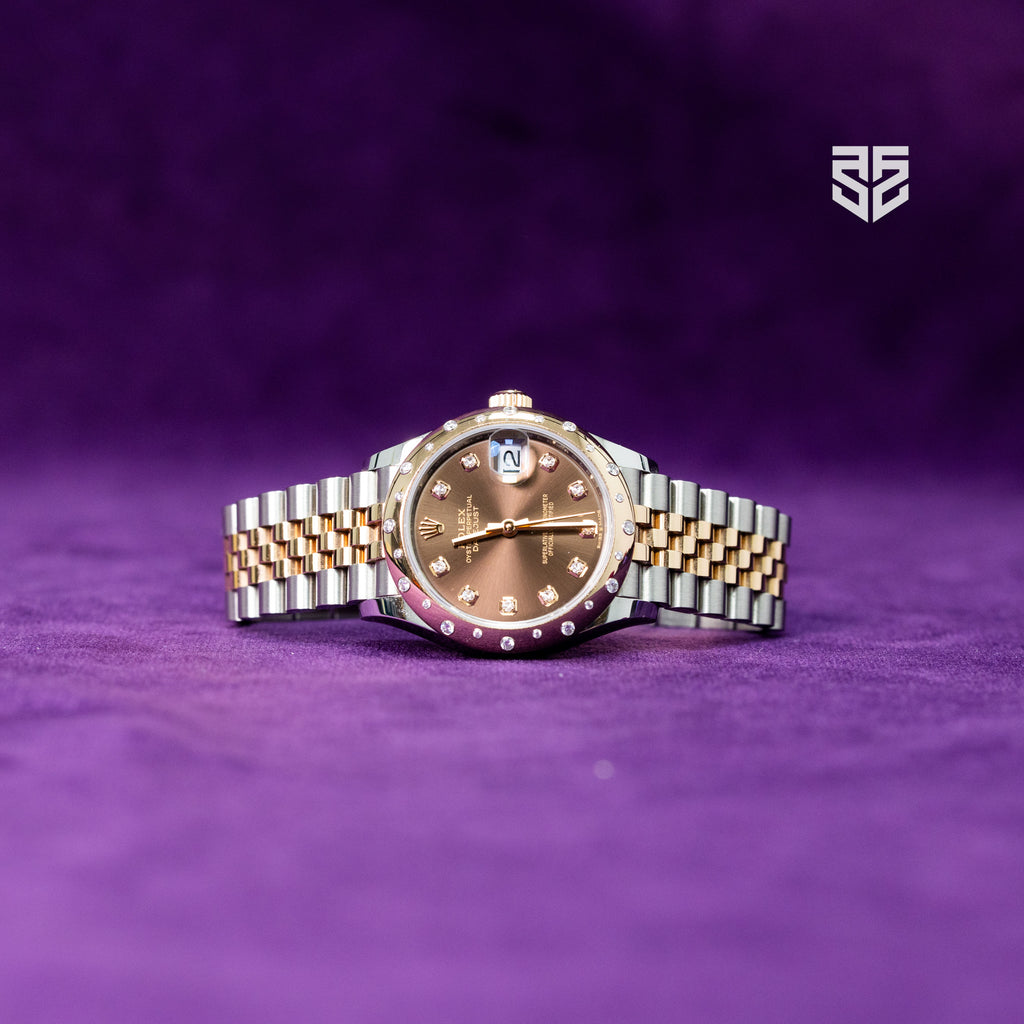 Rolex DateJust 31 Everose Gold TT Chocolate Diamond Dial and Diamond Bezel Ref:278341RBR 2022