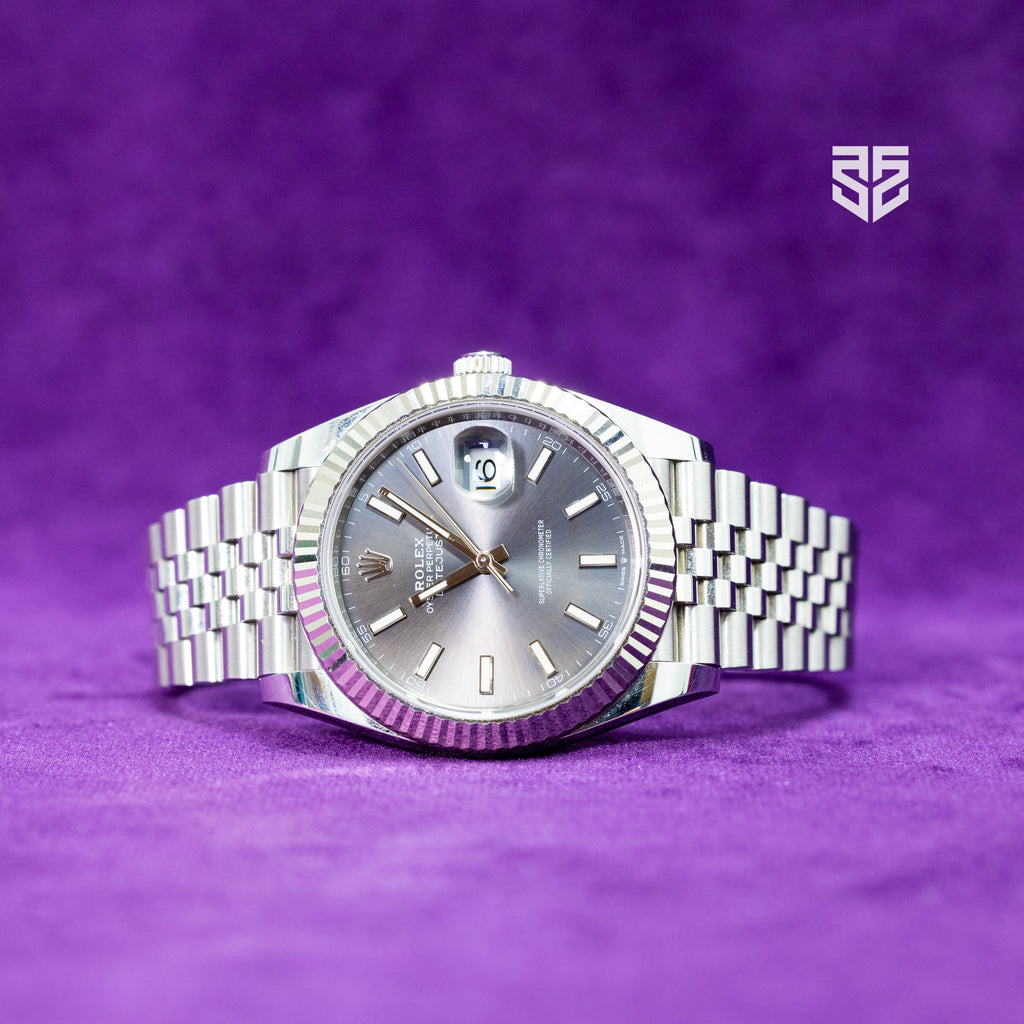 Rolex DateJust 41mm Fluted Bezel Jubilee Bracelet Rhodium Dial Ref: 126334 2019