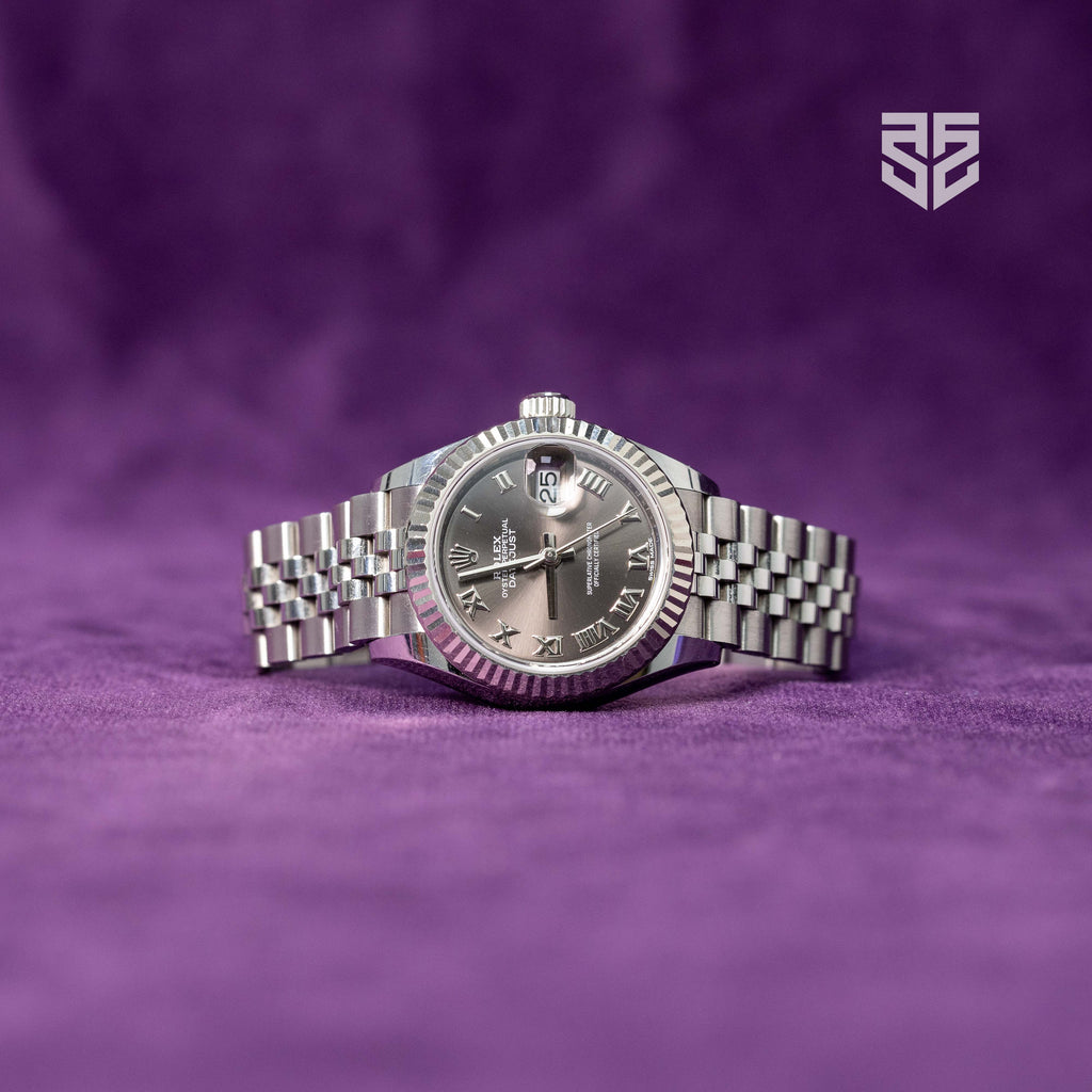 Rolex Lady DateJust 28mm Steel with Rhodium Roman Dial Ref: 279174