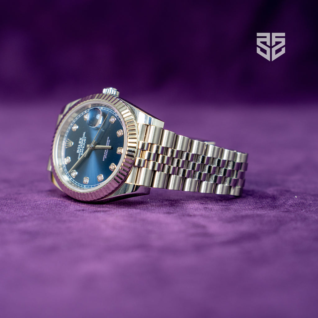 Rolex DateJust 41mm Fluted Bezel Jubilee Bracelet Blue Diamond Dial Ref: 126334 2022