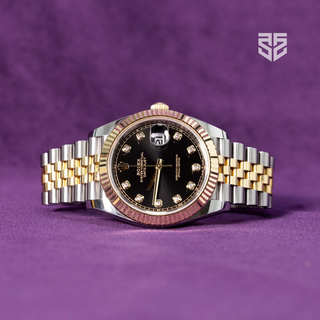 Rolex DateJust 41mm Yellow Gold Two Tone Black Diamond Dial Ref: 126333 2023