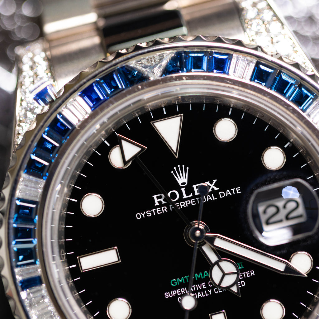 Rolex GMT Master 2 White Gold Factory Diamond and Sapphire Bezel Ref: 116759SA 2012
