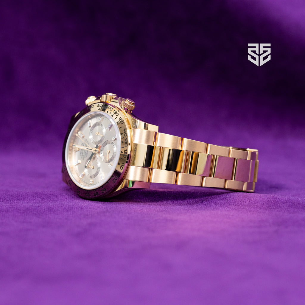 Rolex Daytona Rose Gold Sundust Baguette Diamond Dial Ref: 116505 2022